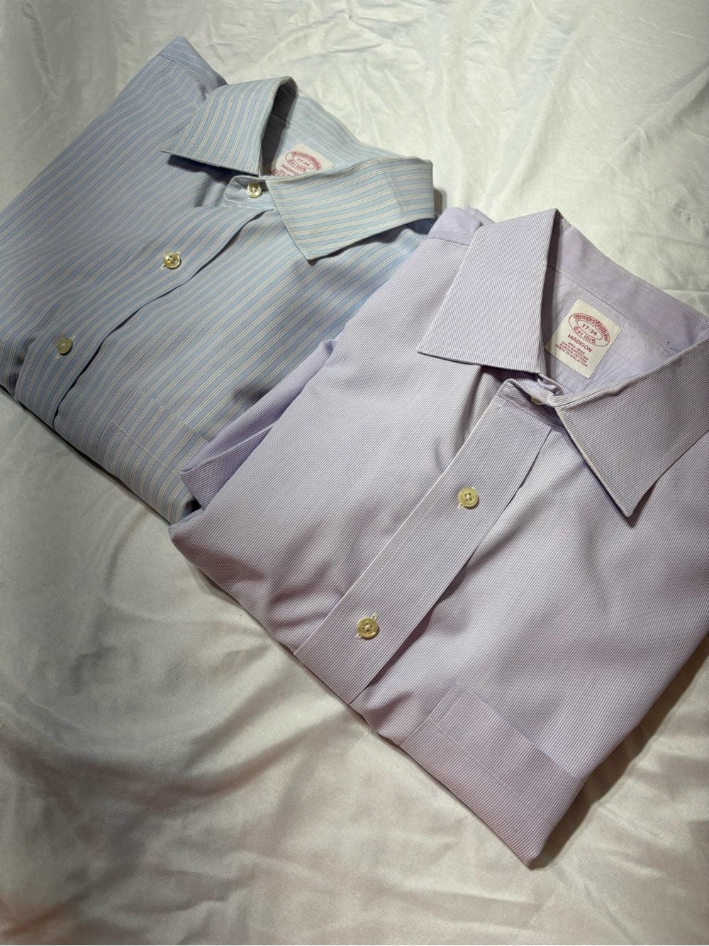 Lot of 2 Brooks Brothers 1818 Madison Shirts 17 34 Seersucker Supima Cotton XL